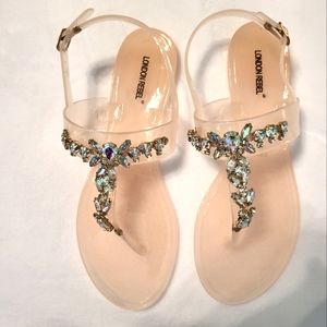 London Rebel Sandals Size 10 New Sparkly Rhinestones